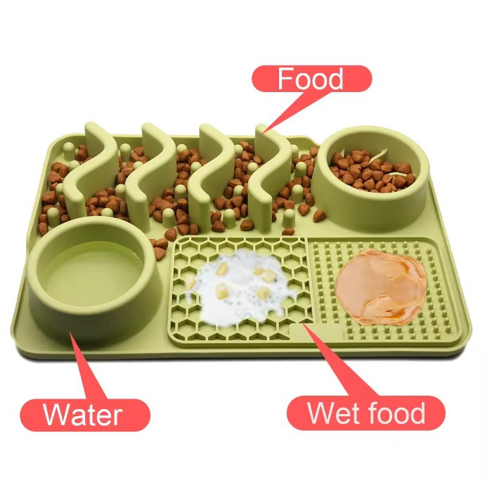 Bulk Silicone Slow Feeder 3 in 1 With Licking Mat And Water Bowl